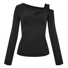 Load image into Gallery viewer, New Women Autumn T-shirt Solid Stretchy Hollow Out Cold Shoulder Slim Sexy Tight Long Sleeve Casual Tops Pullovers Female Shirts