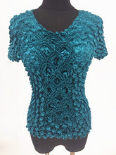 Load image into Gallery viewer, New Women Elastic Popcorn Tops short Sleeve Shirt Coin shirts