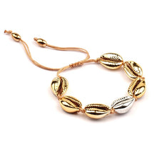 Load image into Gallery viewer, New arrival alloy and natural Cowries shell ladies bracelet full woven hand-adjustable gold copper end bead bracelet jewelry