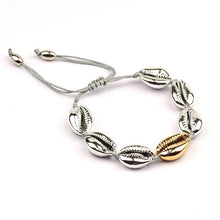 Load image into Gallery viewer, New arrival alloy and natural Cowries shell ladies bracelet full woven hand-adjustable gold copper end bead bracelet jewelry
