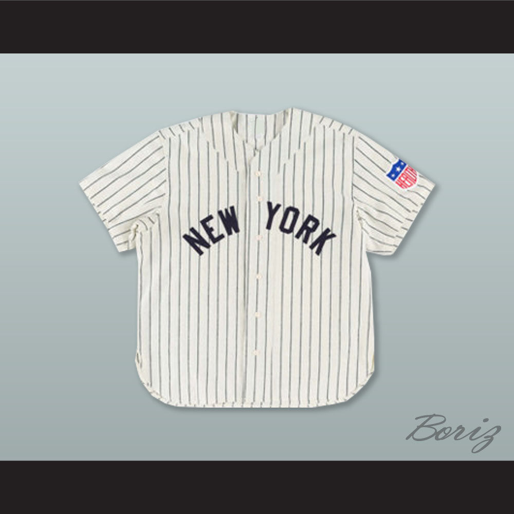 New York Black Yankees 5 Negro League White Pinstriped Baseball Jersey