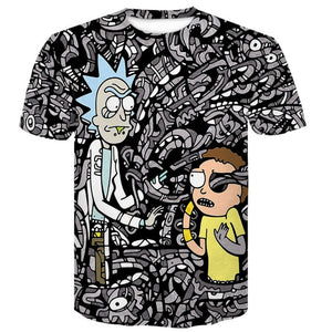 Newest Cartoon Rick and Morty Summer Skull Poker Print Men Short Sleeve T-shirt 3D T Shirt Casual Breathable tshirts  Plus-size