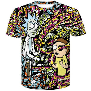 Newest Cartoon Rick and Morty Summer Skull Poker Print Men Short Sleeve T-shirt 3D T Shirt Casual Breathable tshirts  Plus-size