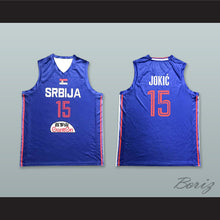 Load image into Gallery viewer, Nikola Jokic 15 Serbia Blue Basketball Jersey