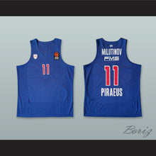 Load image into Gallery viewer, Nikola Milutinov 11 Olympiacos Piraeus Greece Blue Basketball Jersey
