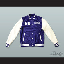 Load image into Gallery viewer, Nipsey Hussle 60 Crenshaw Blue and White Lab Leather Varsity Letterman Jacket