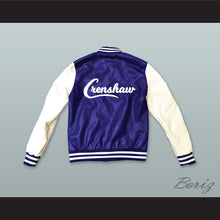 Load image into Gallery viewer, Nipsey Hussle 60 Crenshaw Blue and White Lab Leather Varsity Letterman Jacket