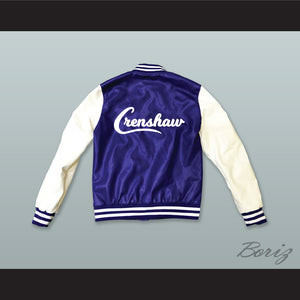 Nipsey Hussle 60 Crenshaw Blue and White Lab Leather Varsity Letterman Jacket