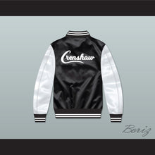 Load image into Gallery viewer, Nipsey Hussle 60 Crenshaw Black/ White Varsity Letterman Satin Bomber Jacket