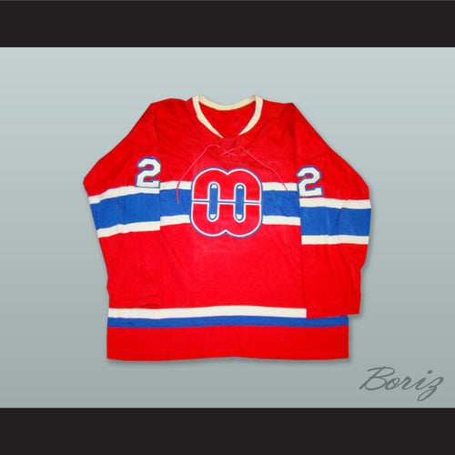 Norm Schmitz 2 Macon Whoopees Red Hockey Jersey