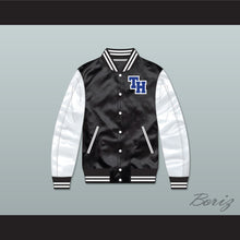 Load image into Gallery viewer, One Tree Hill Ravens High School Black/ White Varsity Letterman Satin Bomber Jacket