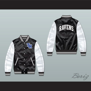 One Tree Hill Ravens High School Black/ White Varsity Letterman Satin Bomber Jacket