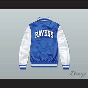 One Tree Hill Ravens High School Blue/ White Varsity Letterman Satin Bomber Jacket