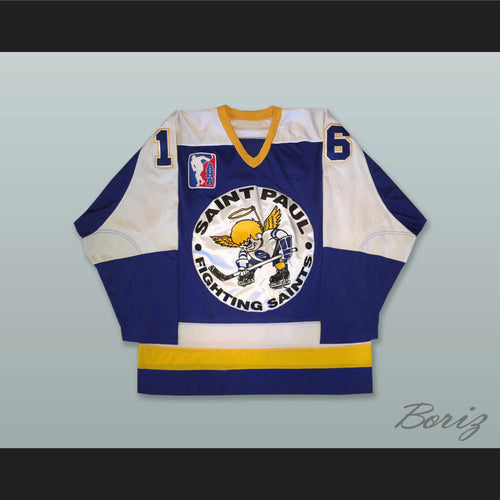 Larry Olimb 16 St Paul Fighting Saints AHA Blue Hockey Jersey
