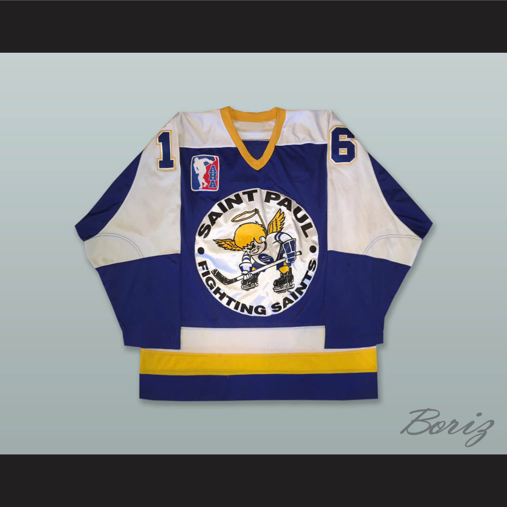 Larry Olimb 16 St Paul Fighting Saints AHA Blue Hockey Jersey