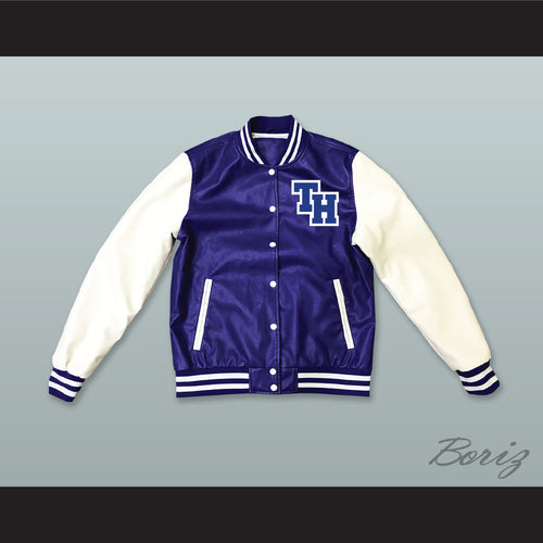 One Tree Hill Ravens Blue and White Lab Leather Varsity Letterman Jacket