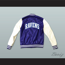 Load image into Gallery viewer, One Tree Hill Ravens Blue and White Lab Leather Varsity Letterman Jacket