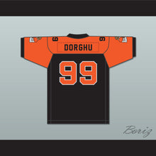 Load image into Gallery viewer, Orc Fogteeth Dorghu 99 Black/Orange Football Jersey with Patches