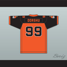 Load image into Gallery viewer, Orc Fogteeth Dorghu 99 Orange/Black Football Jersey with Patches
