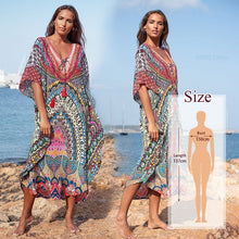 Load image into Gallery viewer, Oversize Kaftan Beach Cover up Pareos de Playa Mujer Beach Wear Oversize Bikini Cover up Robe Plage Sarong Beach Tunic #Q877