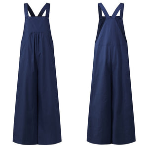 Oversized Women Wide Leg Pants Celmia 2020 Summer Retro Jumpsuits Sleeveless Straps Overalls Female Casual Loose Solid Rompers