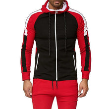 Load image into Gallery viewer, Oversized Zipper Autumn Jacket Men 2019 Striped Bomber Jacket Men Sports White Gym Windbreaker Hooded Jackets Fit Clothing