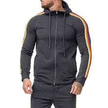 Load image into Gallery viewer, Oversized Zipper Autumn Jacket Men 2019 Striped Bomber Jacket Men Sports White Gym Windbreaker Hooded Jackets Fit Clothing