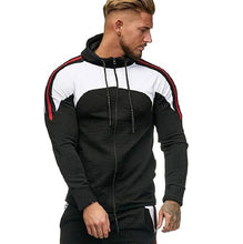 Load image into Gallery viewer, Oversized Zipper Autumn Jacket Men 2019 Striped Bomber Jacket Men Sports White Gym Windbreaker Hooded Jackets Fit Clothing