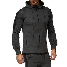 Load image into Gallery viewer, Oversized Zipper Autumn Jacket Men 2019 Striped Bomber Jacket Men Sports White Gym Windbreaker Hooded Jackets Fit Clothing
