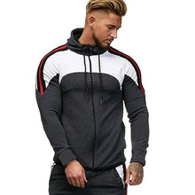 Load image into Gallery viewer, Oversized Zipper Autumn Jacket Men 2019 Striped Bomber Jacket Men Sports White Gym Windbreaker Hooded Jackets Fit Clothing