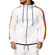 Load image into Gallery viewer, Oversized Zipper Autumn Jacket Men 2019 Striped Bomber Jacket Men Sports White Gym Windbreaker Hooded Jackets Fit Clothing