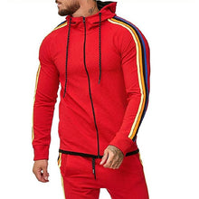 Load image into Gallery viewer, Oversized Zipper Autumn Jacket Men 2019 Striped Bomber Jacket Men Sports White Gym Windbreaker Hooded Jackets Fit Clothing
