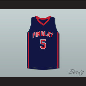 P. J. Washington 5 Findlay Prep Navy Blue Basketball Jersey 1