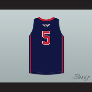 P. J. Washington 5 Findlay Prep Navy Blue Basketball Jersey 1