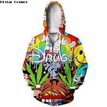 Load image into Gallery viewer, PLstar Cosmos Drop shipping Drugs&amp;weed Men Women Sweatshirt Couples Sweats Unisex Sweatshirt Red Wine 3D print cartoon hoodies