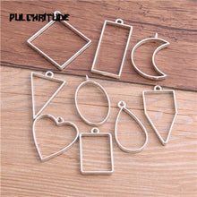 Load image into Gallery viewer, PULCHRITUDE 10pcs/lot 7 Color Geometric Figure Charm Hollow Glue Blank Pendant Tray Bezel Charms DIY Handmade Bezel Mold