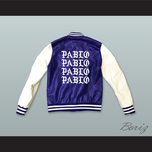 Pablo Escobar I Feel Like Pablo Blue and White Lab Leather Varsity Letterman Jacket