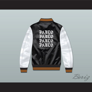 I Feel Like Pablo Black/ White Varsity Letterman Satin Bomber Jacket 2
