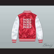 Load image into Gallery viewer, I Feel Like Pablo Red/ White Varsity Letterman Satin Bomber Jacket