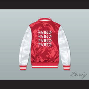 I Feel Like Pablo Red/ White Varsity Letterman Satin Bomber Jacket