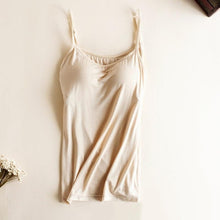 Load image into Gallery viewer, Padded Bra Tank Top Women Modal Spaghetti Strap Camisole with built in bra Solid Cami Top female Tops Vest Fitness Clothing