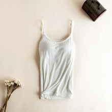 Load image into Gallery viewer, Padded Bra Tank Top Women Modal Spaghetti Strap Camisole with built in bra Solid Cami Top female Tops Vest Fitness Clothing