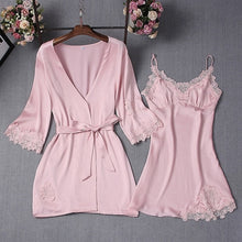 Load image into Gallery viewer, Pajamas Sets Silk Women Nightgowns Sexy Ladies Satin Nightwear Women Robe Nighties Sleepwear shorts combinaison pyjama femme