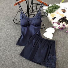Load image into Gallery viewer, Pajamas Sets Silk Women Nightgowns Sexy Ladies Satin Nightwear Women Robe Nighties Sleepwear shorts combinaison pyjama femme