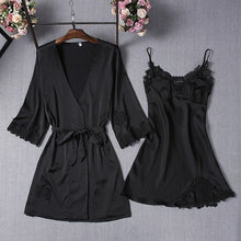 Load image into Gallery viewer, Pajamas Sets Silk Women Nightgowns Sexy Ladies Satin Nightwear Women Robe Nighties Sleepwear shorts combinaison pyjama femme