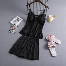 Load image into Gallery viewer, Pajamas Sets Silk Women Nightgowns Sexy Ladies Satin Nightwear Women Robe Nighties Sleepwear shorts combinaison pyjama femme