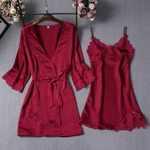 Load image into Gallery viewer, Pajamas Sets Silk Women Nightgowns Sexy Ladies Satin Nightwear Women Robe Nighties Sleepwear shorts combinaison pyjama femme