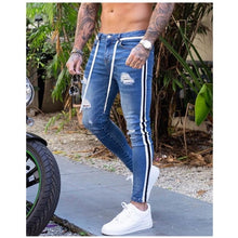 Load image into Gallery viewer, Pantalones vaqueros ajustados con agujero roto para hombre, pantalón informal, clásico, para Jogging
