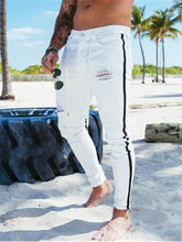 Load image into Gallery viewer, Pantalones vaqueros ajustados con agujero roto para hombre, pantalón informal, clásico, para Jogging