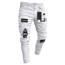 Load image into Gallery viewer, Pantalones vaqueros ajustados con agujero roto para hombre, pantalón informal, clásico, para Jogging